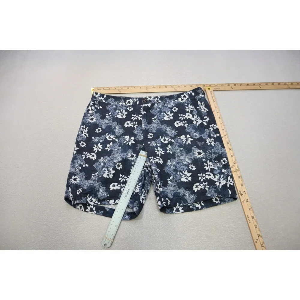 Peter Millar Collection Golf Shorts Mens 34 Blue Floral Print Chino Casual EUC